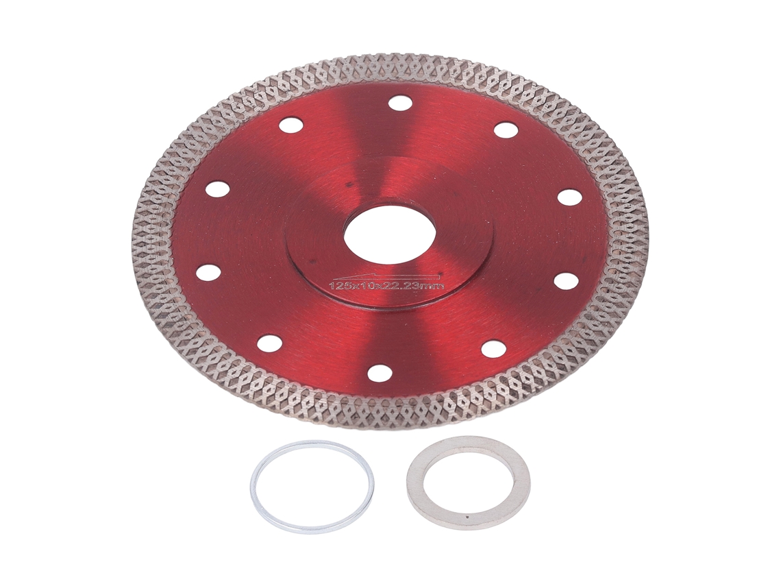 Lâmina de serra ultrafina em aço liga manganês com diamante vermelho 65 para granito e porcelana, 12,4 cm (4,9 pol.)