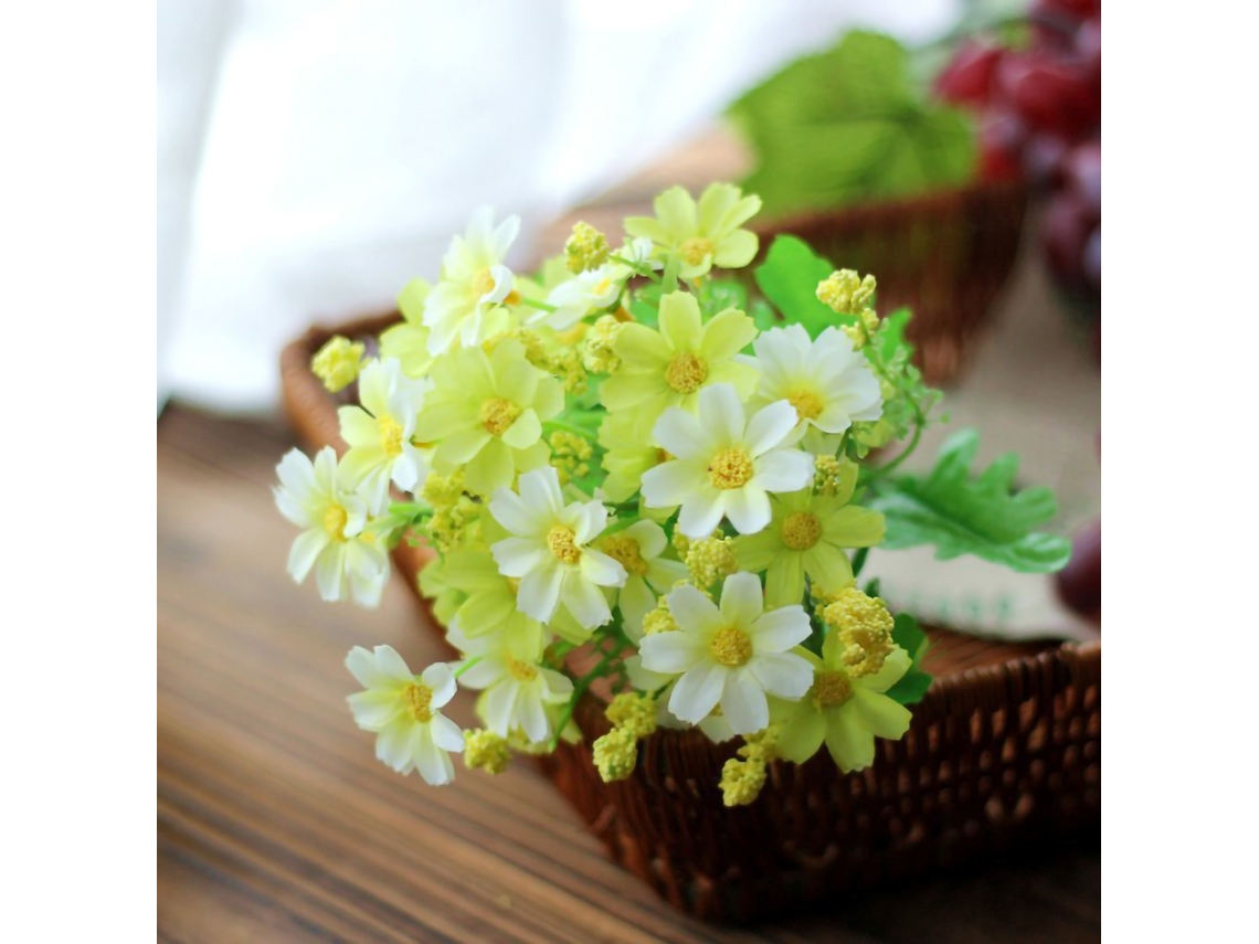 Flor Artificial Margarida Simulada 28 Unidades Decorativa Ambientalmente Amigável S/MARCA