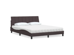 Vidaxl Cama Com Colchão Hanko 160x200 Cm Tecido Castanho-escuro