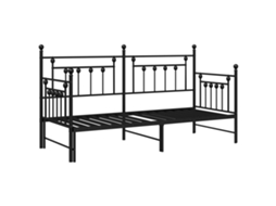 Conjunto 1 Estrutura De Cama De Dia Vidaxl Preto Aço Revestido A Pó (80 X 200 Cm)