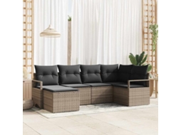 Vidaxl Conjunto De Sofás 6 Unid. Cinzeto Vime Pe