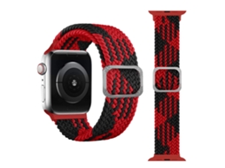 Bracelete elástica trançada com fivela para Apple Watch série 7 41 mm / 6 e SE e 5 e 4 40 mm / 3 e 2 e 1 38 mm (vermelho entre preto)