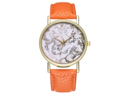 Relógio de quartzo estilo vintage para negócios com pulseira de couro PU laranja, ideal para estudantes.