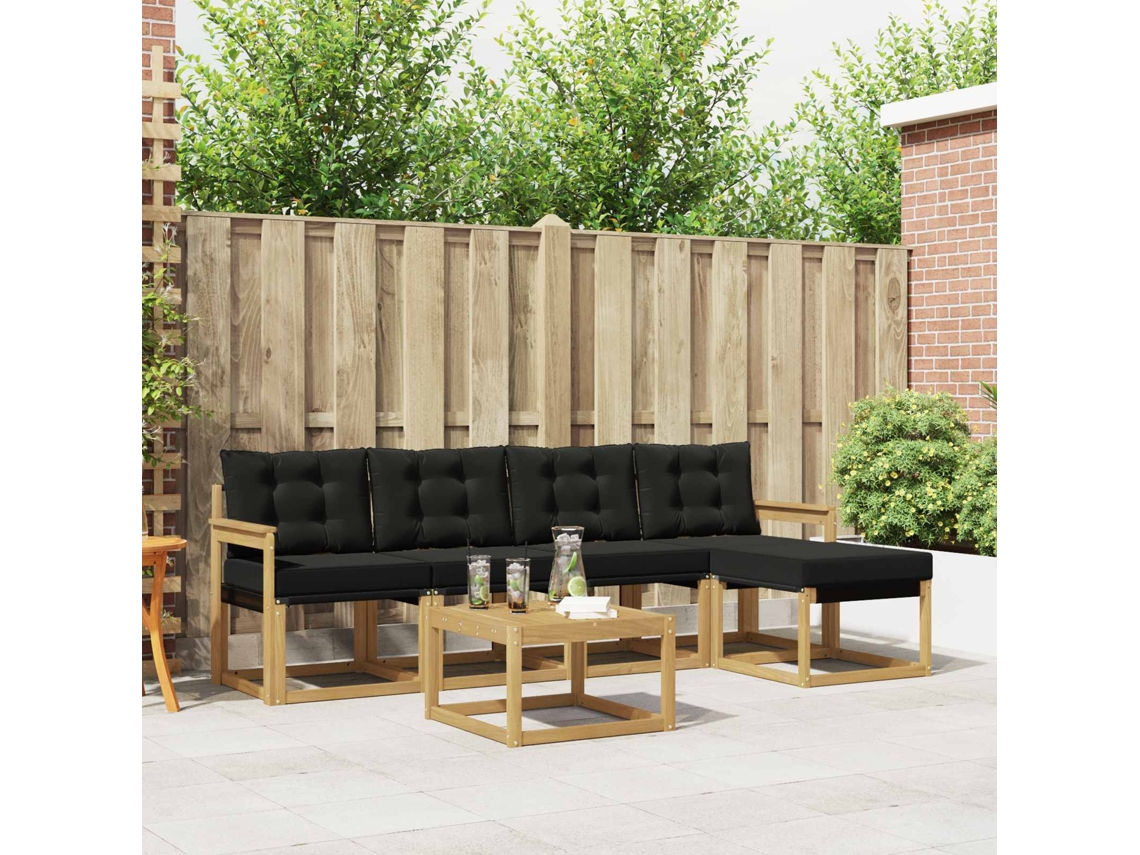 Vidaxl Conjunto De Sofás Para Exterior 6 Pcs Branco E Preto