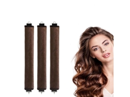 Conjunto 3 Modeladores Cabelo Sem Calor – Heatless Curls – Enrolador Cabelo Para Dormir – Tecido – Castanho – 27x3x3 Cm