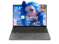 Portátil 15,6'' com AMD Ryzen 5 3500u, 16 Gb RAM DDR4, SSD 512 Gb, Windows 11 Pro, Wi-Fi 5, HDMI