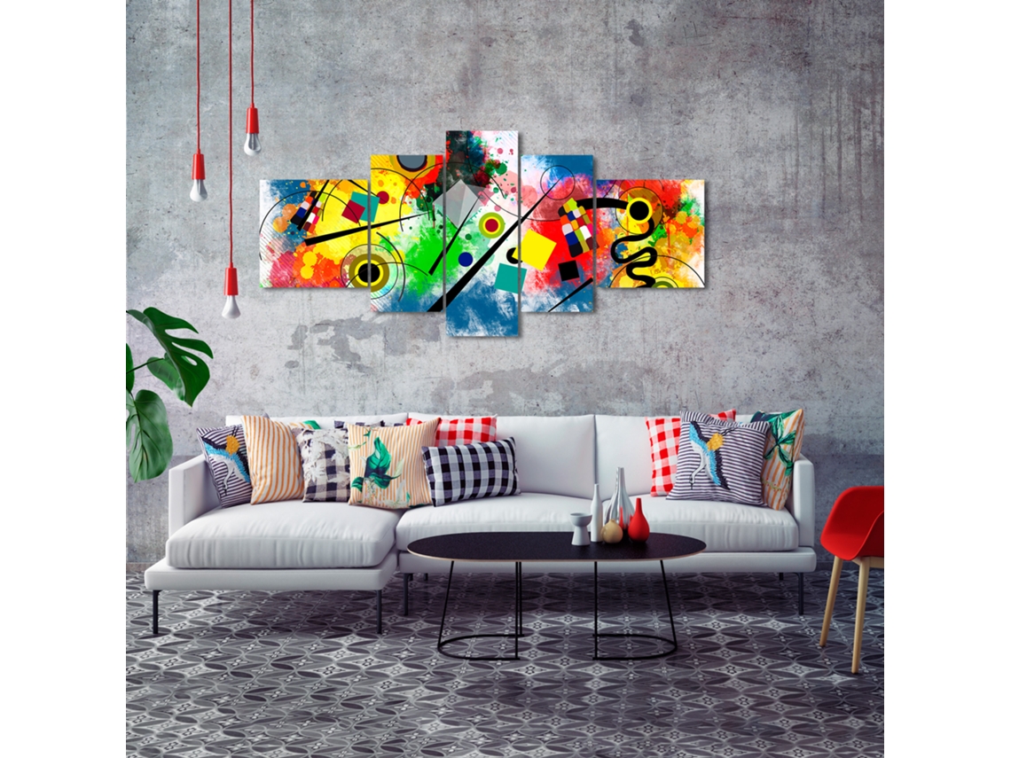 Quadro Moderno DEKOART Arte Abstrata, Kandinsky, Vermelho, Azul (180 X 85cm)