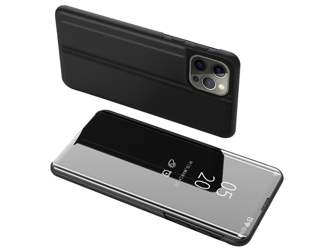 Capa Em Couro Pu Com Suporte Para Apple Iphone 16 Pro - Cor Preto