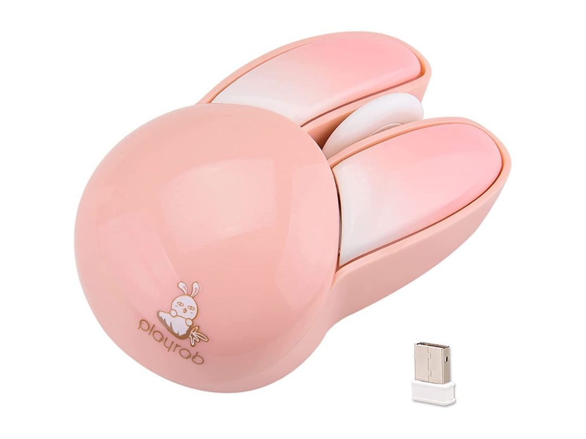 Mouse sem fio coelho YURU, leve, silencioso, conexão 2.4G, cor caramelo, rosa