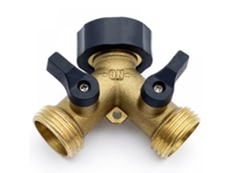 Conector Hexagonal De Latão Reforçado Com 2 Vias Para Mangueira, Com Válvulas De Corte Práticas E Adaptador Para Torneira