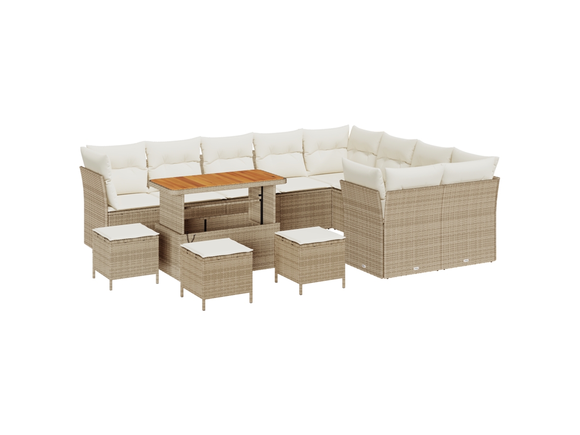 Conjunto 13 Sofá De Jardim Vidaxl Bege Vime Pe (110 X 55 X 71 Cm)