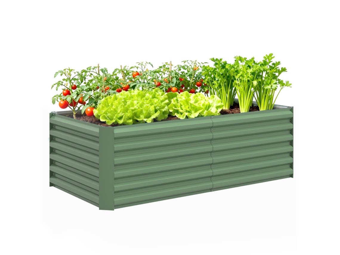 Vaso Elevado em Aço Galvanizado. Canteiros com Base Aberta. 180 X 90 X 57,5 Cm. Verde Claro Ge