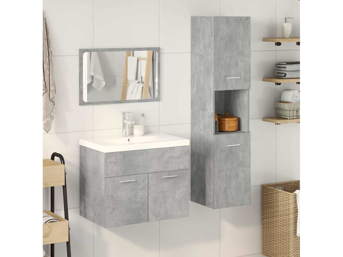 Maison Exclusive - 4 Pcs Conj. Móveis Casa Banho Derivados Madeira Cinza Cimento