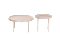 Conjunto de 2 Mesas Laterais de metal com bolas cor creme, 75x75x40cm ALEXANDRA HOUSE LIVING