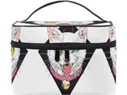 Nécessaire Bolsa de Maquiagem com Zíper Kitter Estampa Gato Preto Tecido Zíper Viagens | S/MARCA