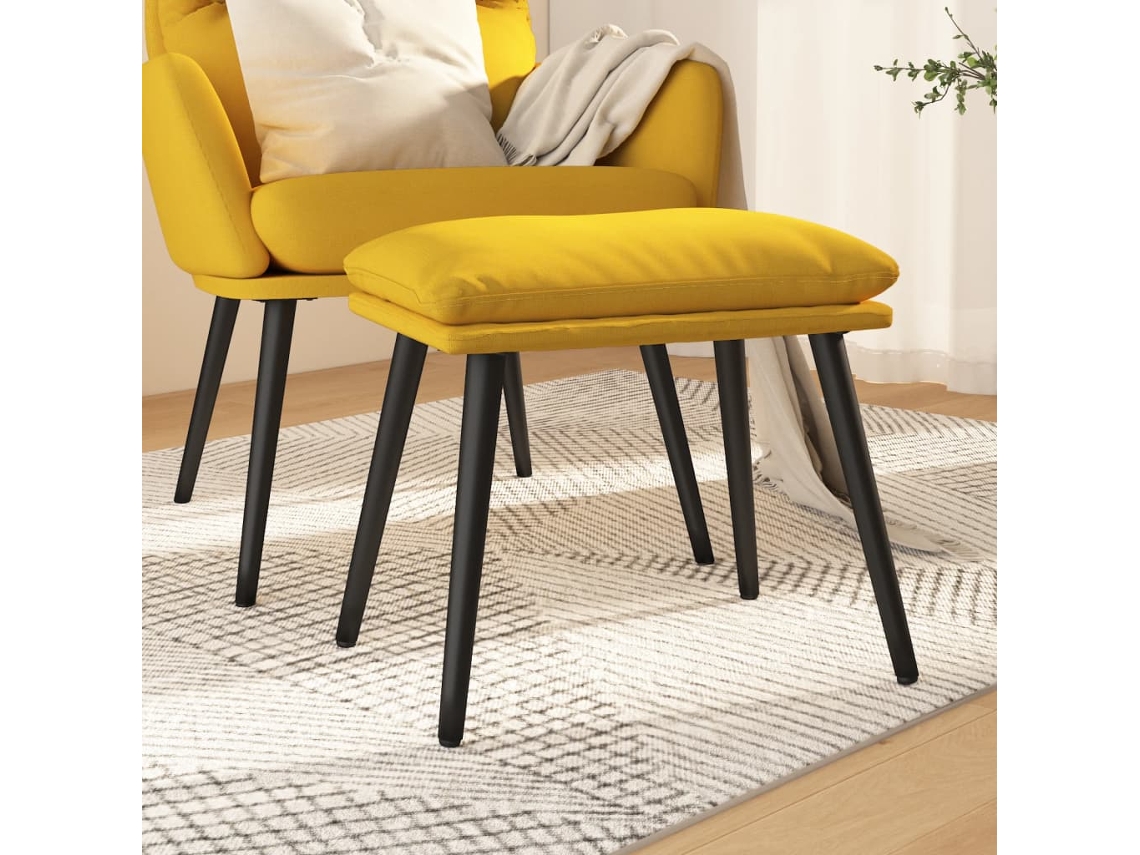 Vidaxl Apoio De Pés 45x29,5x35 Cm Tecido Amarelo Mostarda