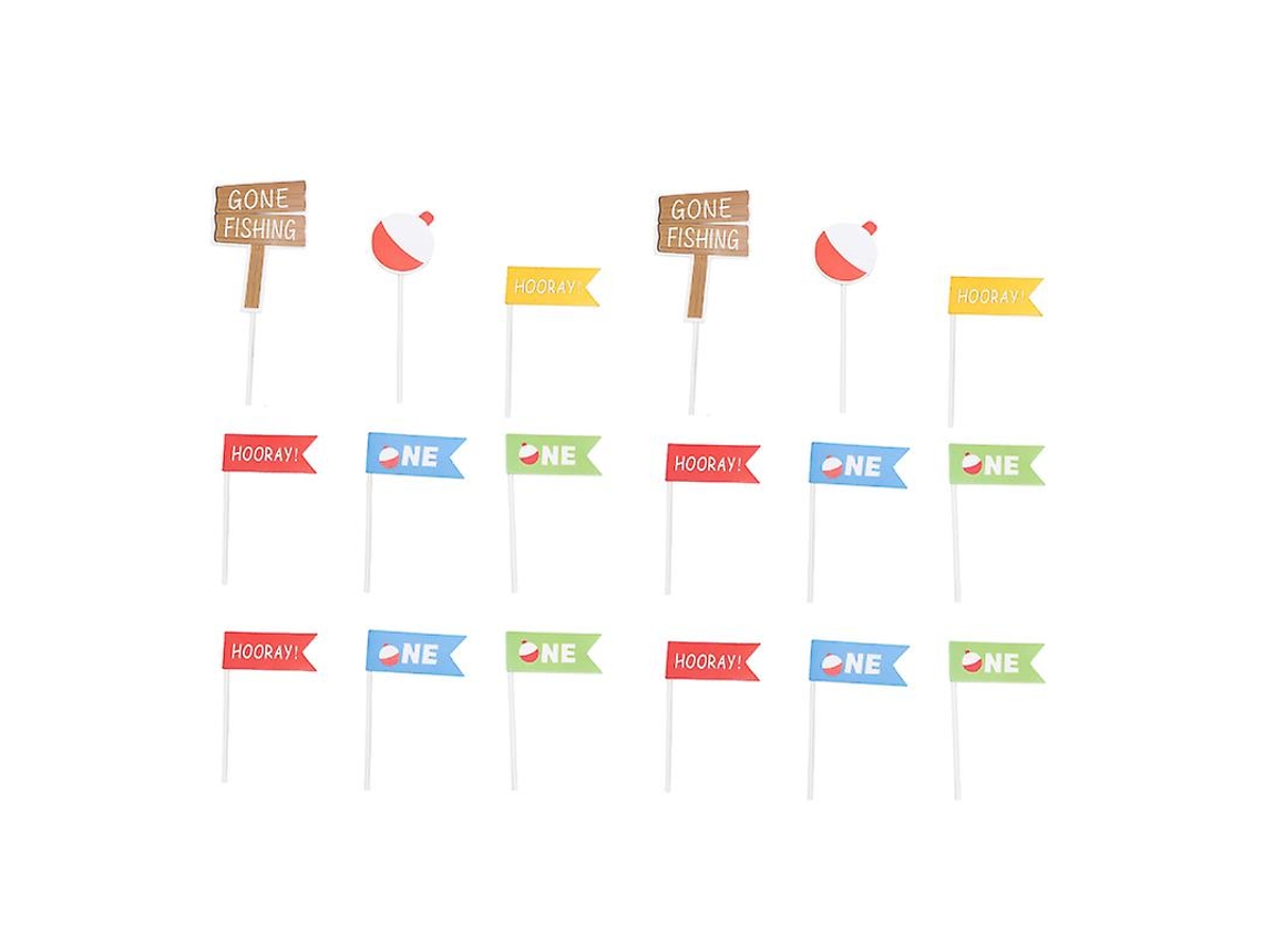 30 Unidades De Topo De Bolo Com Tema Go Fishing