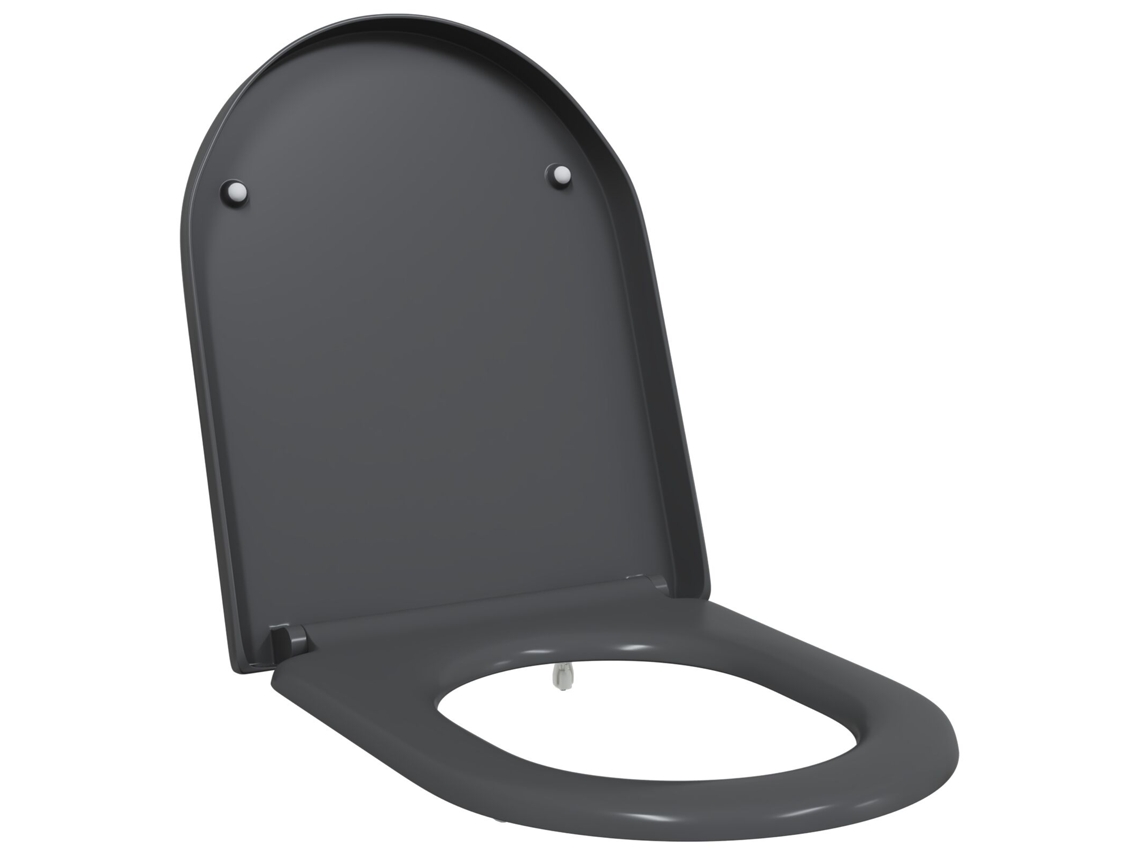 Conjunto 1 Assento De Vaso Sanitário Vidaxl Antracite Polipropileno (49 X 36 X 4 Cm)