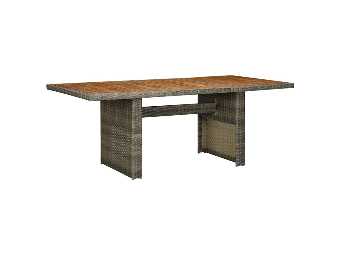 Vidaxl Mesa De Jardim Vime Pe E Madeira Acácia Maciça Castanho