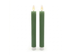 Velas Led Relaxdays, Conjunto De 2, A X D: 25 X 2 Cm, Chama Oscilante, Cera Natural, Ranhuras, Sem Chama, Cáqui