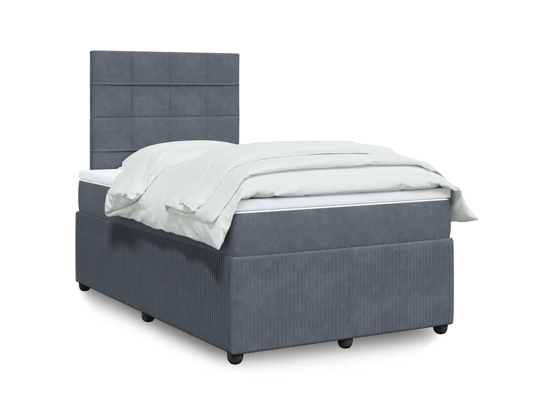 Vidaxl Cama Boxspring Com Colchão 120x190 Cm Veludo Cinzento-escuro