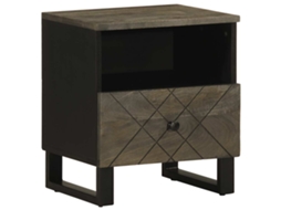 Vidaxl Mesa De Cabeceira 40x33x46 Cm Madeira De Mangueira Maciça Preto