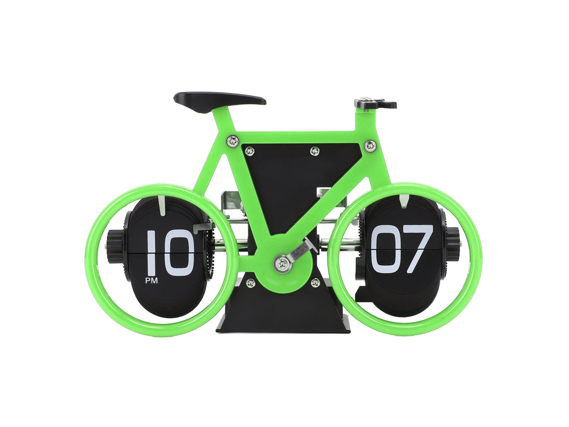 Baok-reloj de mesa flip bicicleta vintage mecânico retro en verde operado por engrenagens para oficina hogar