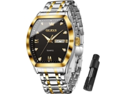 Lurelia Relógio Masculino, Movimento De Quartzo, Luminoso, Detalhes Com Strass, Aço Inoxidável, Resistente À Água 30m, Preto, Dourado