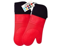 2026 luvas de Forno de Silicone Longas Resistentes Ao Calor, Proteção Até 450°f, Antiderrapantes, Laváveis, Vermelho, 1 Par, 37.3cm