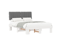 Estrutura de Cama com Cabeceira Estofada em Cinzento Claro MAISON EXCLUSIVE
