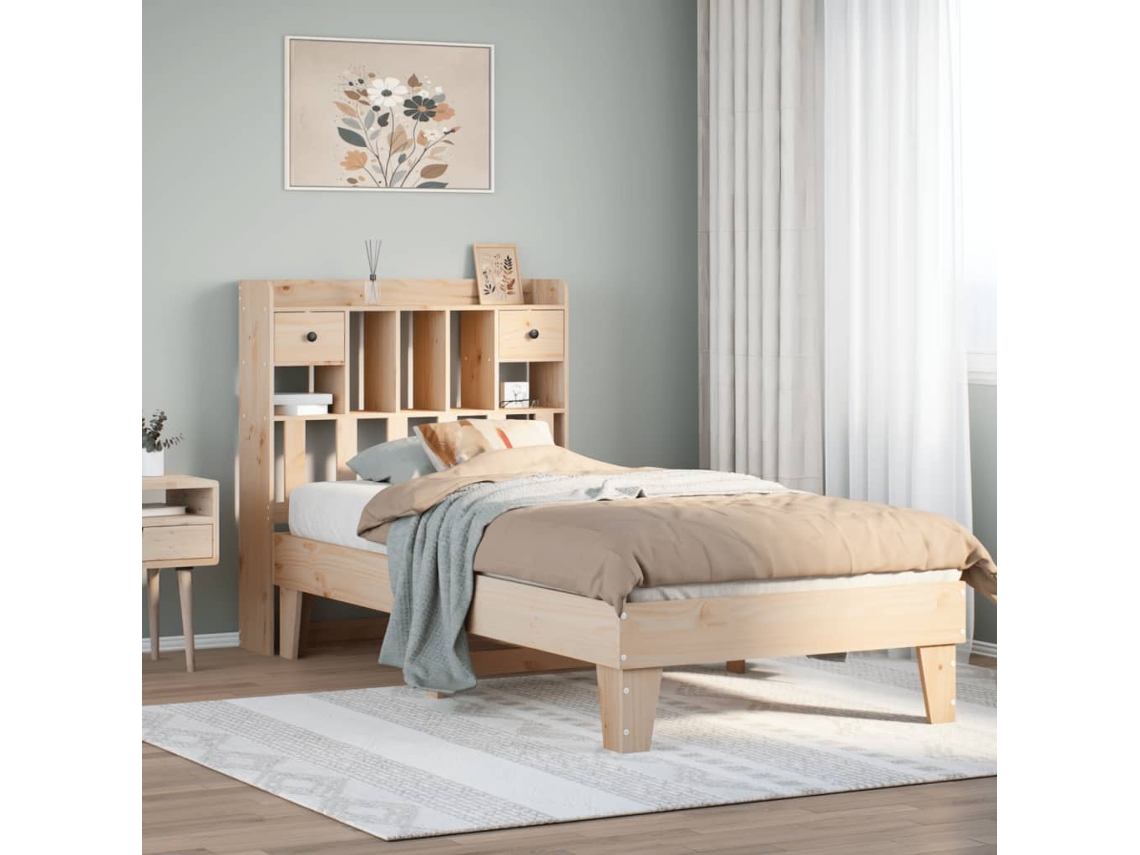 Vidaxl Cama Sem Colchão 100x200 Cm Madeira De Pinho Maciça