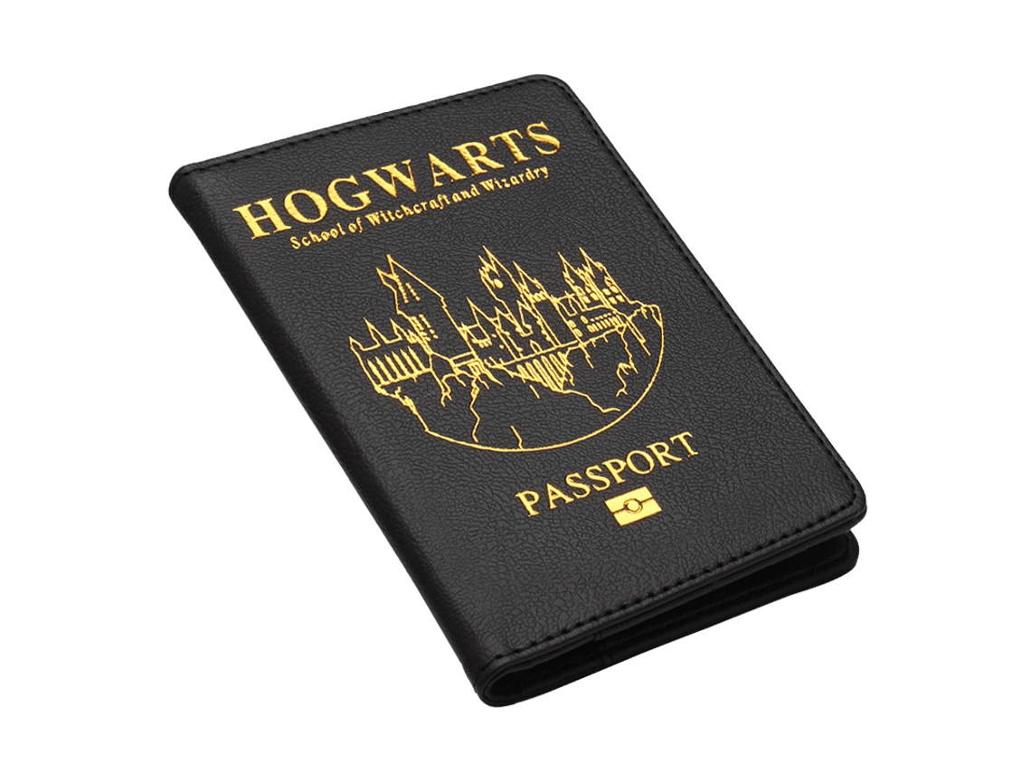 Capa Para Passaporte Harry Potter Hogwarts Preta