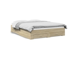 Bed Frame, Bed Frames Vidaxl Marrom Madeira Processada (160 X 200 Cm)