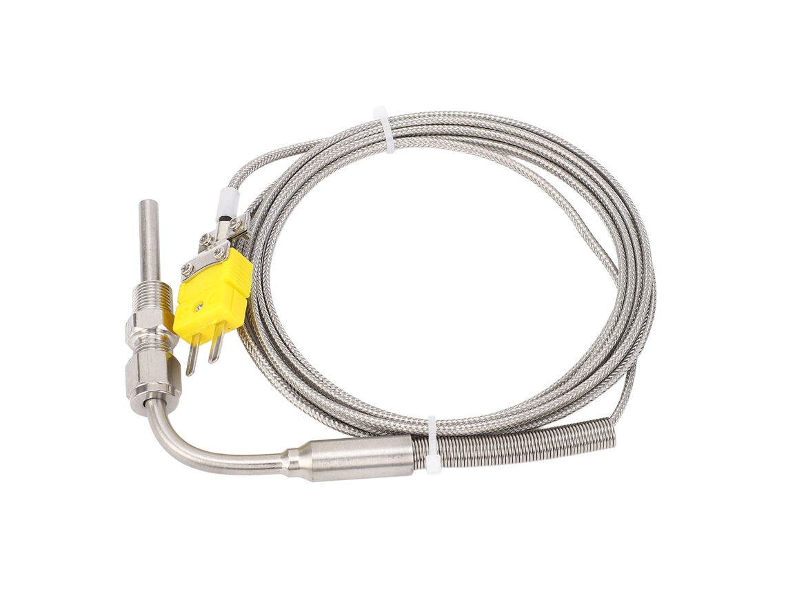 Sonda De Temperatura De Gás De Escape Termopar Tipo K 1/8in Npt Hilo Acero Inoxidable Punta Expuesta 100cm