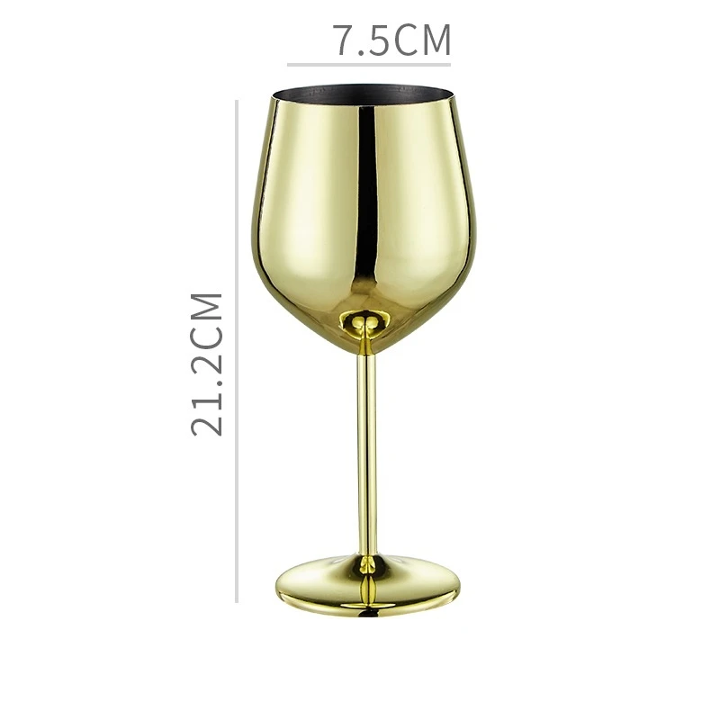 Taça de Vinho com Haste em Aço Inoxidável 304 , Ideal para Bares, Restaurantes e Uso Doméstico. MDUG (500ml, Dourada)