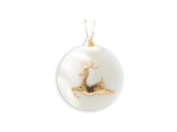 Bola de Natal de Espuma Branca-6Cm Alce Dourado Branco/6 Peças/57G AURUM