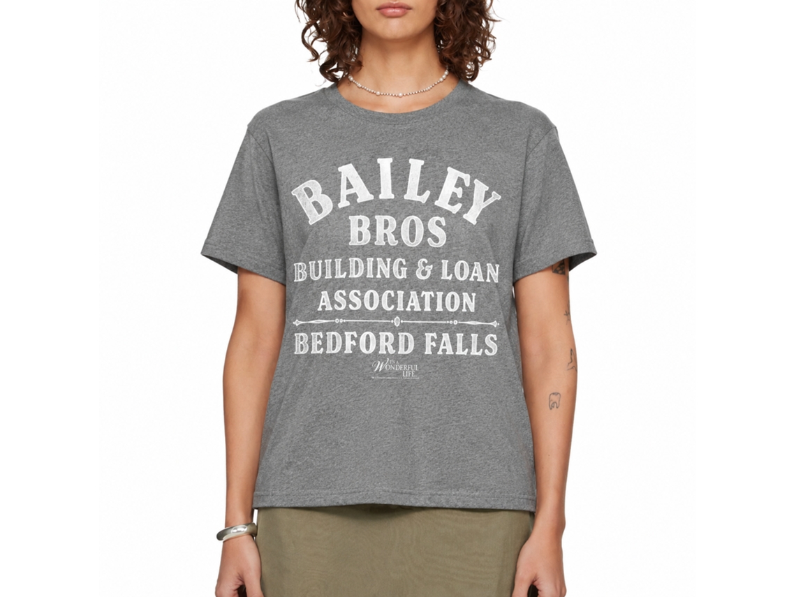 Rockinstone Its A Wonderful Life Bailey Bros Solid Graphite Adult T-shirt Size:s