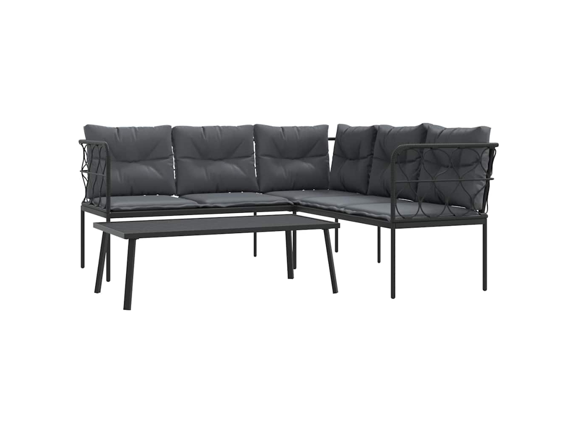 Maison Exclusive - Conjunto De Sofás De Jardim C/ Almofadões Aço/textilene Preto