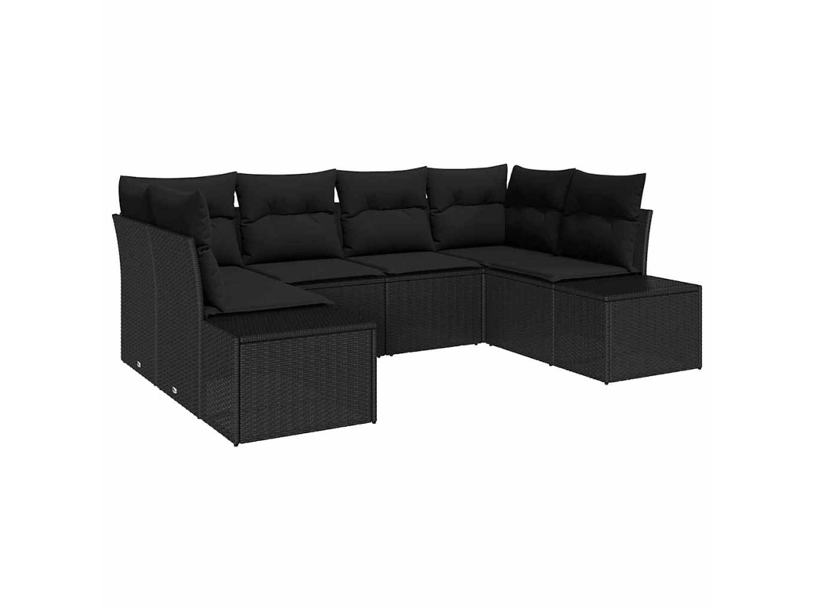 Maison Exclusive - Conjunto De Sofá De Jardim 6 Pcs Preto Rattan Sintético