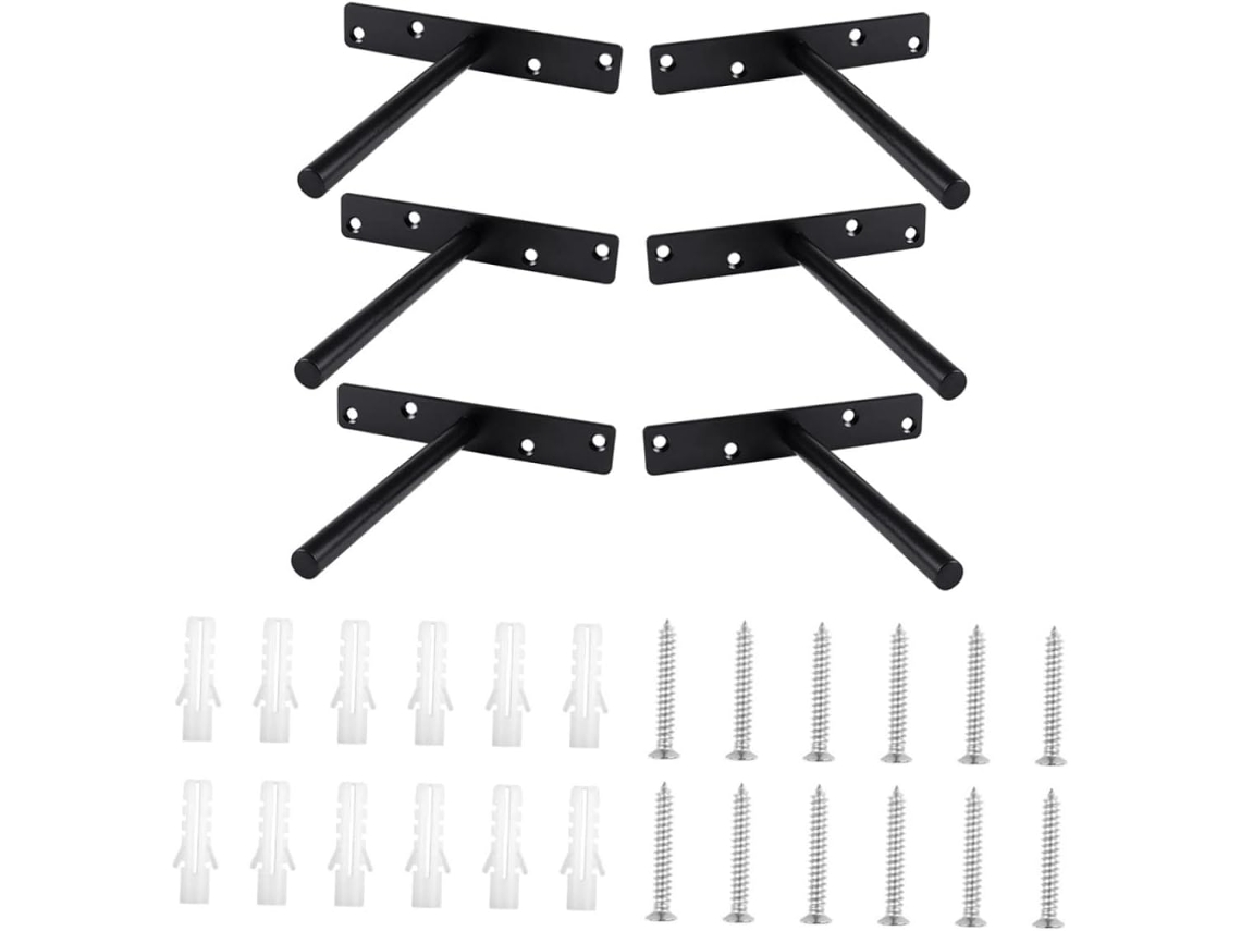 Conjunto De 6 Suportes Invisíveis Para Prateleiras Flutuantes