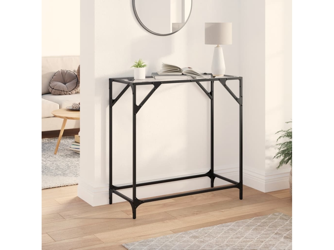 Vidaxl Mesa Consola Com Tampo Em Vidro Transparente 80x35x81 Cm Aço