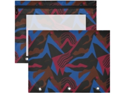 Conjunto de 2 Bolsas Transparentes com 3 Furos para Maquiagem, Papel A4, Materiais Arte, Camuflagem, Preto, Ve