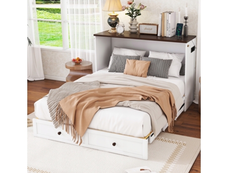 Cama Arhatreya Com Armã¡rio, Gavetas, Prateleira, Usb E Tomada Â Branco (140x200 Cm Branco)