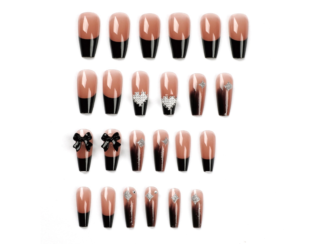 Tips para Unhas em Estilo Francês com Corações Modelo Hy215 + Kit de Ferramentas com Gel Rosa AURUM