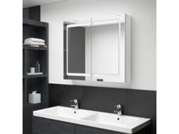 Móvel de casa de banho com espelho LED, 80 x 12 x 68 cm, branco brilhante, DKD HOME DECOR