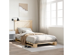 Estrutura De Cama Com Cabeceira 100x200cm Pinho Maciço