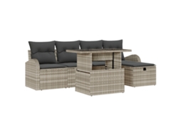 Conjunto 6 Sofá Exterior Vidaxl Cinzento-claro Vime Pe (234 X 177 X 85 Cm)