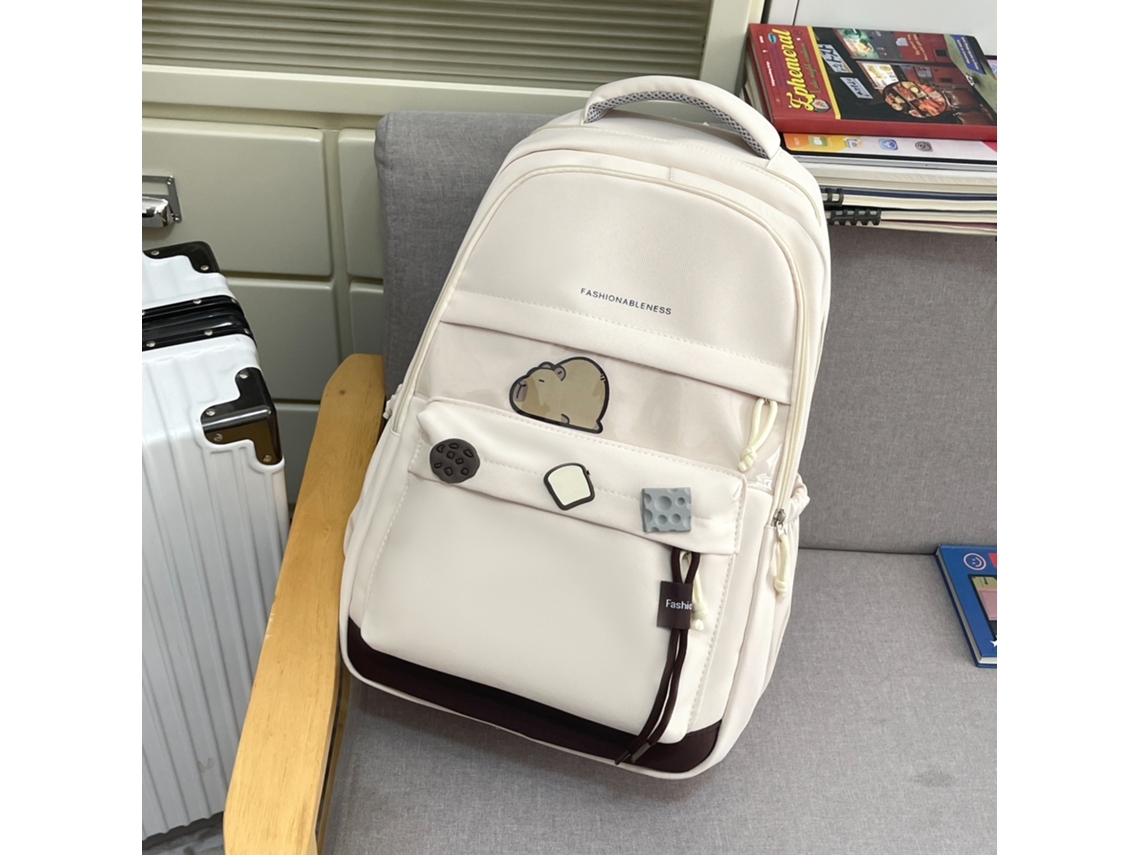 Mochila Estudantil Leve E De Grande Capacidade, Adequada Para Uso Escolar Diário E Presentes Escolares Branca