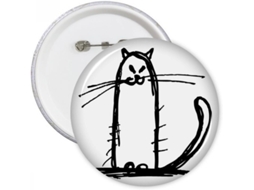 Broche Redondo Preto Diythinker com Gatinho Sorridente Sentado, Decoração para Roupas, Presentes e Peças Decor