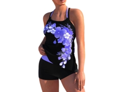 Traje de Banho Feminino Floral Cordão Cruzado Roxo M